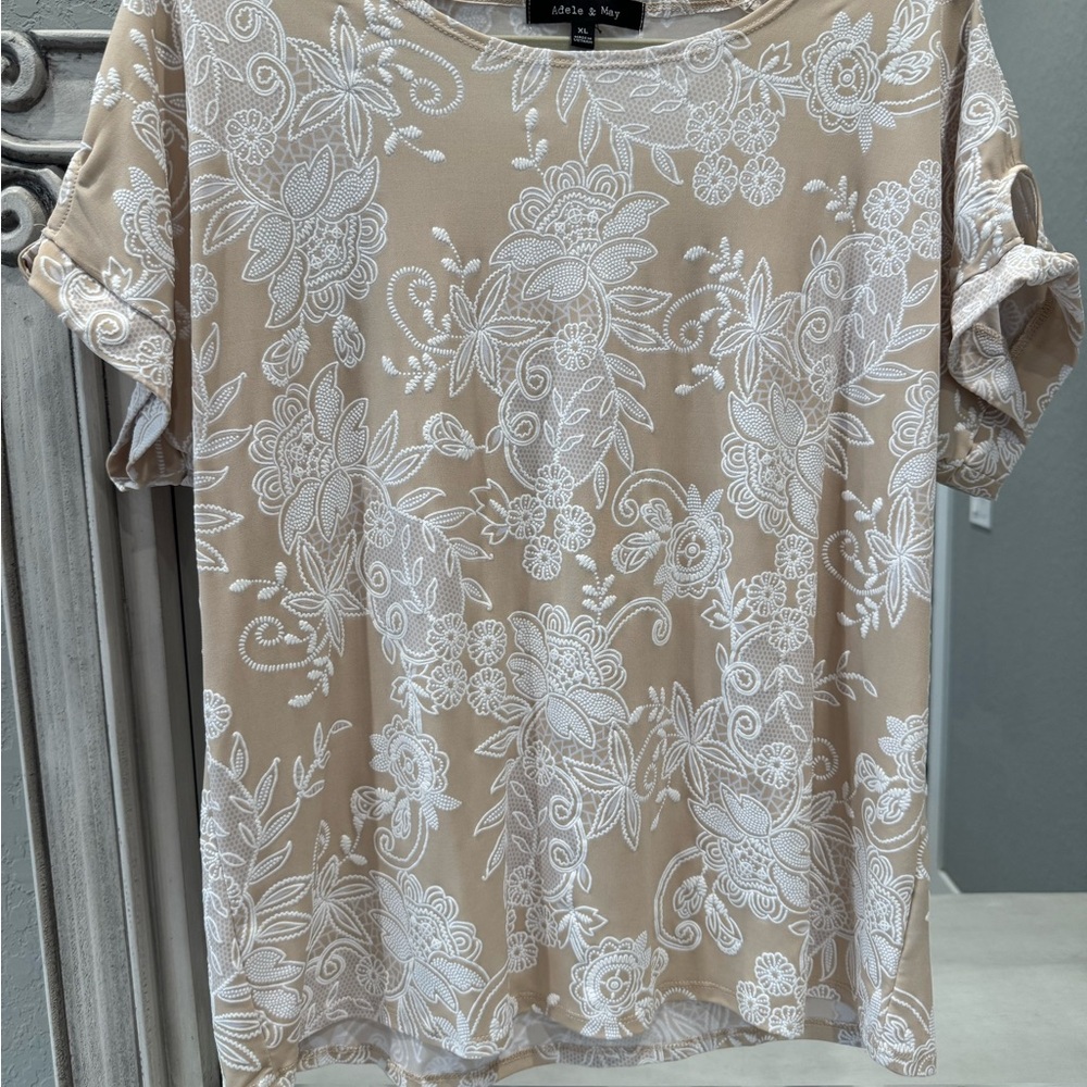 Beige Floral Women's Top